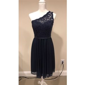 David’s Bridal One Shoulder Lace Bridesmaid Dress